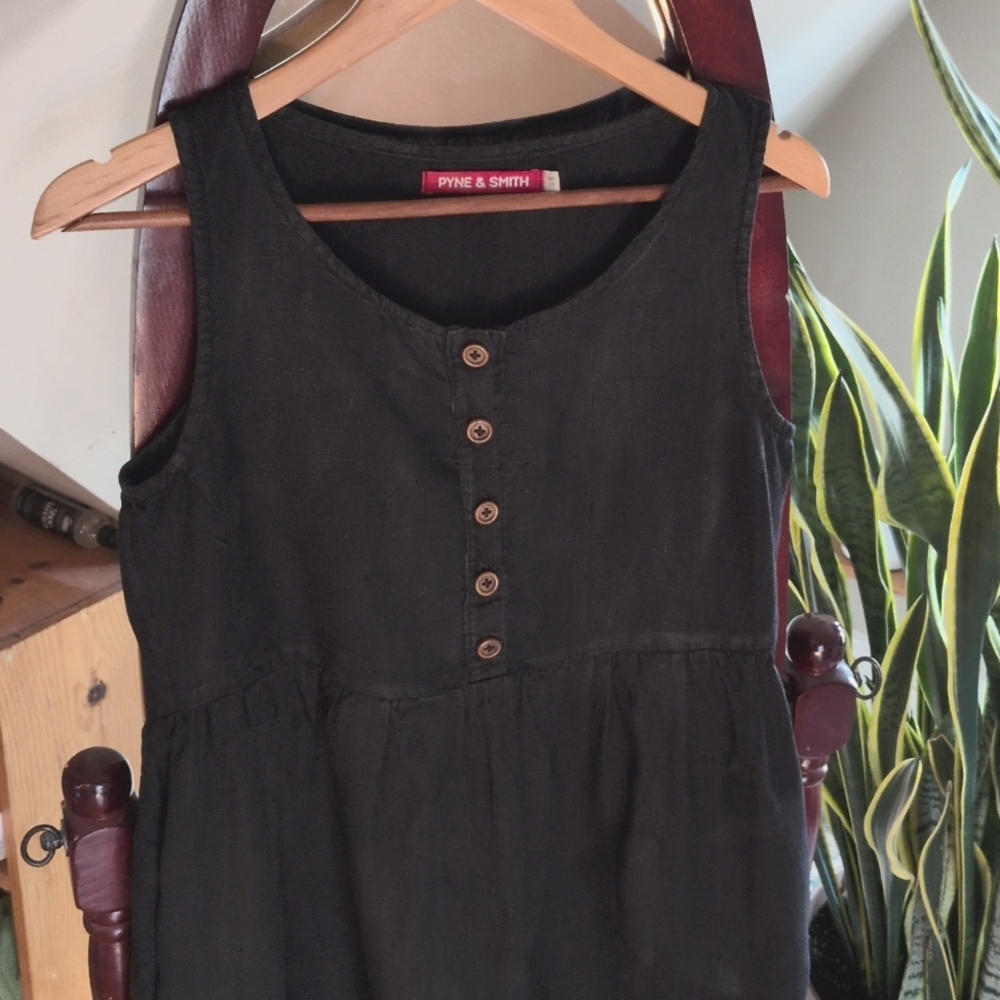 Black Sleeveless Dress with Button Detail